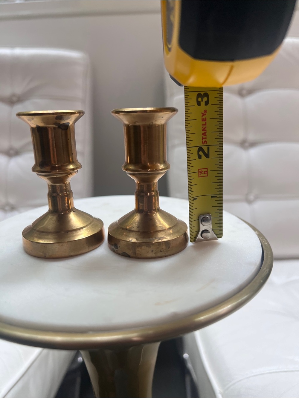 Vintage Brass Candlestick Pair - Shiny Gold Finish - Picture 3 of 8